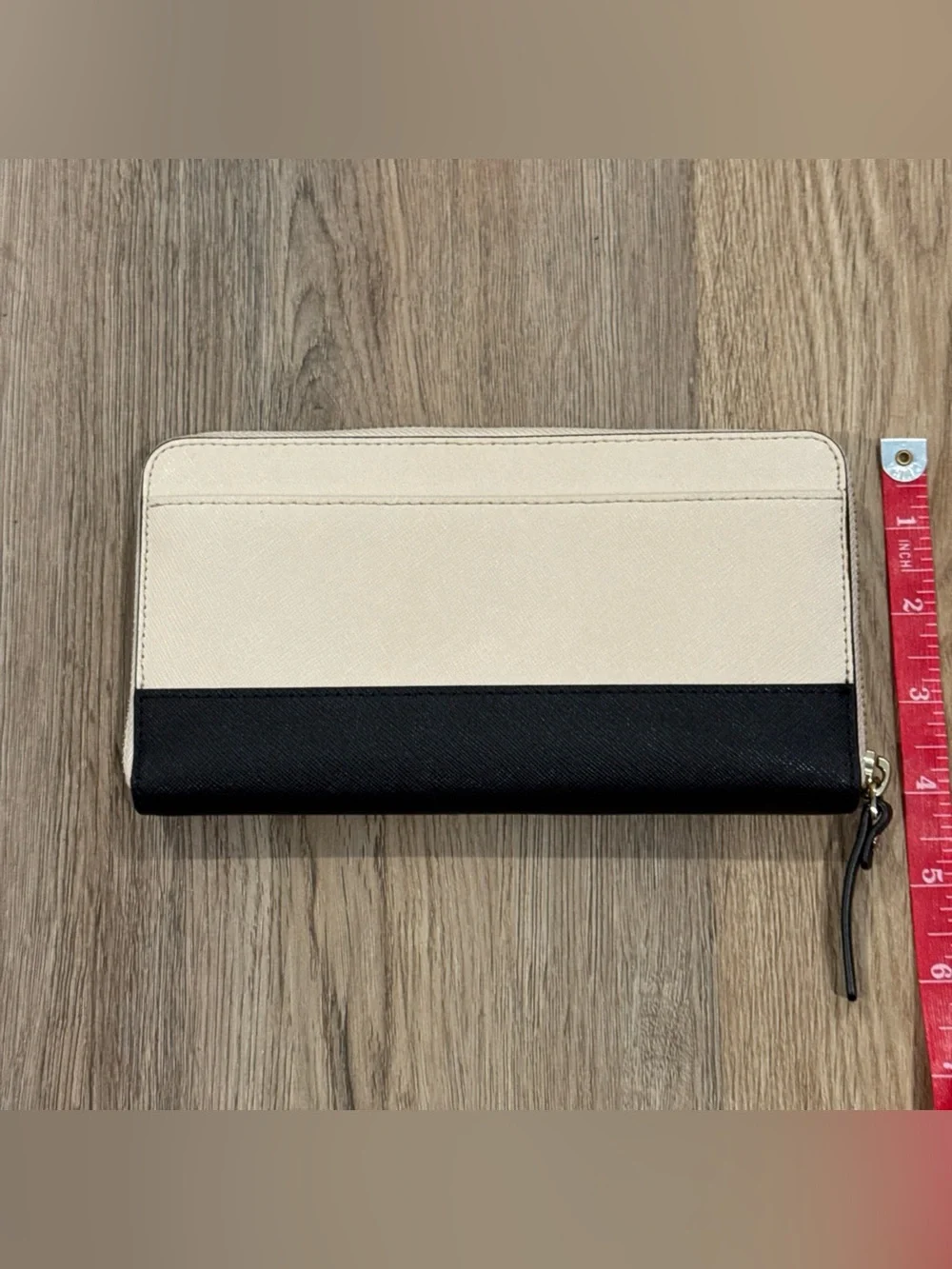 kate spade Cream and Black Zip-Around Wristlet Wallet